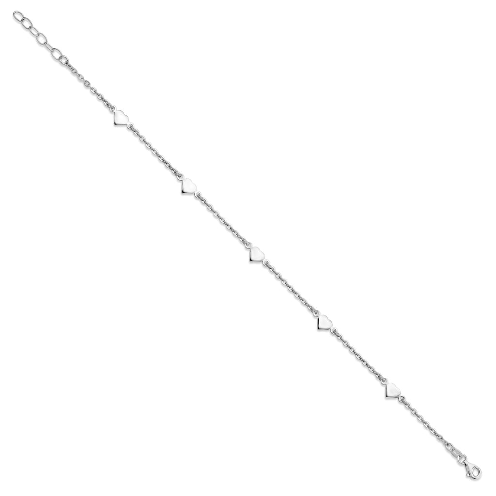 Heart Station Anklet in Sterling Silver
