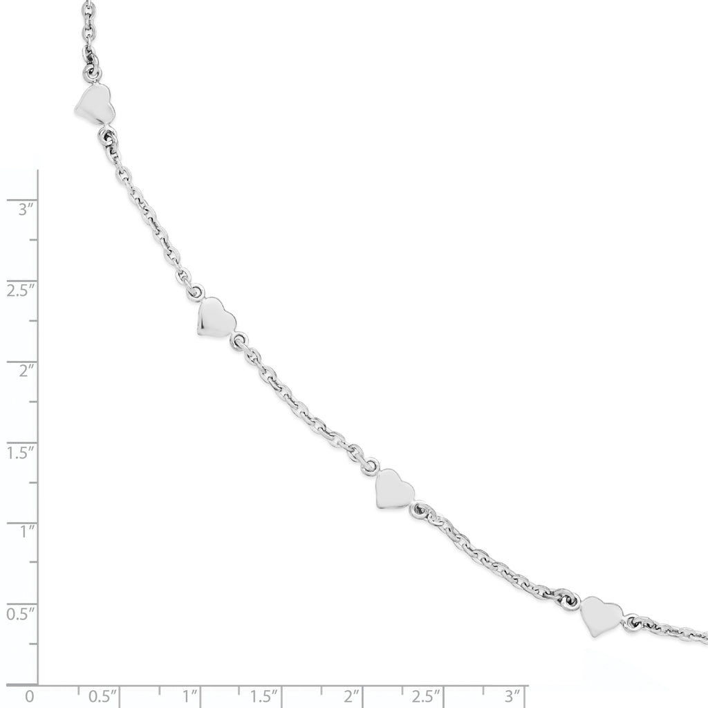 Heart Station Anklet in Sterling Silver