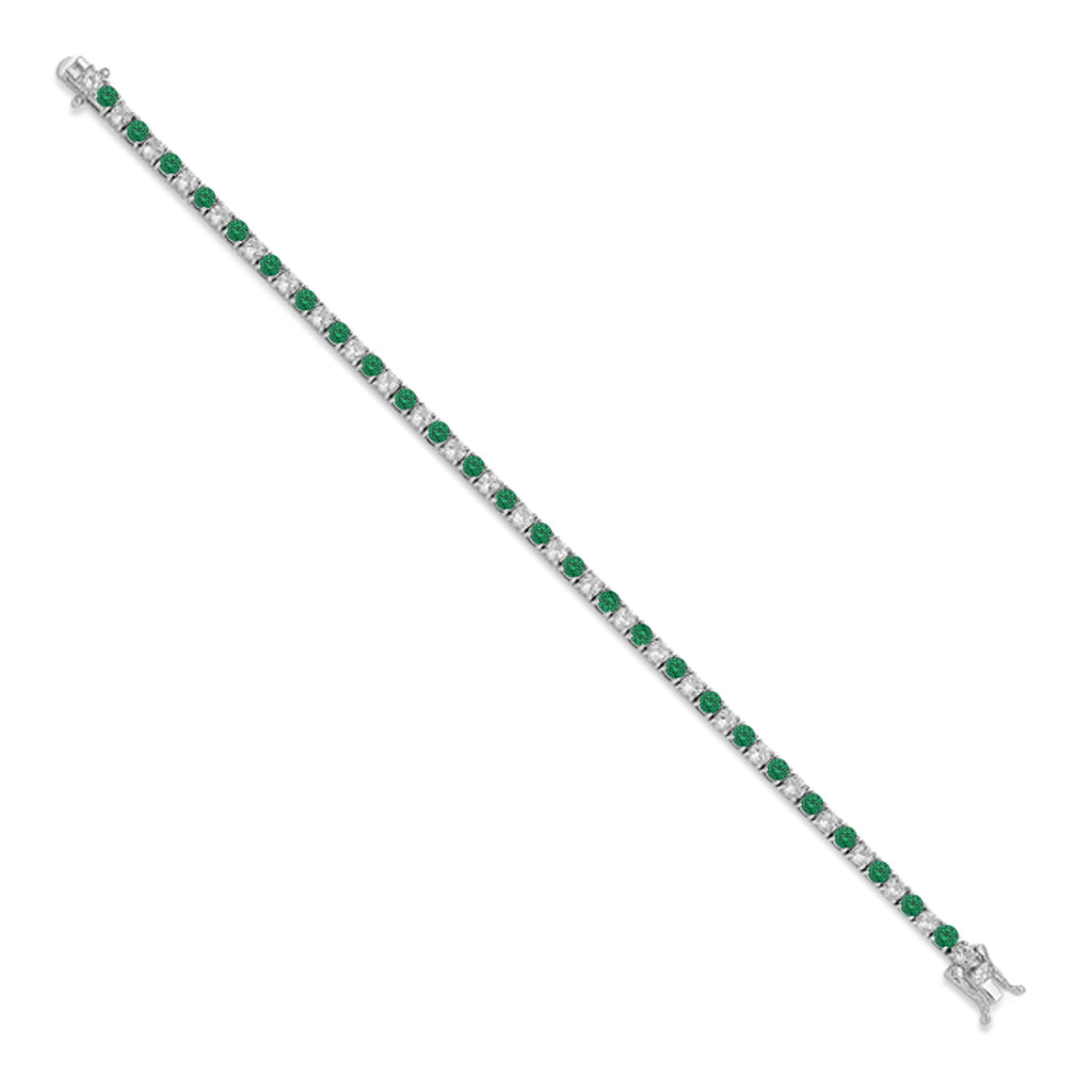 Emerald & White Topaz Tennis Bracelet in Sterling Silver (6.90ct)