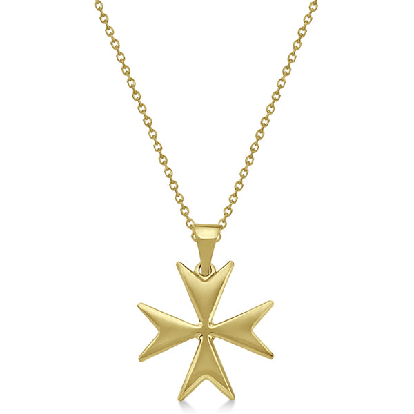 Maltese Cross Pendant for Men or Women Crafted from 14K Yellow Gold