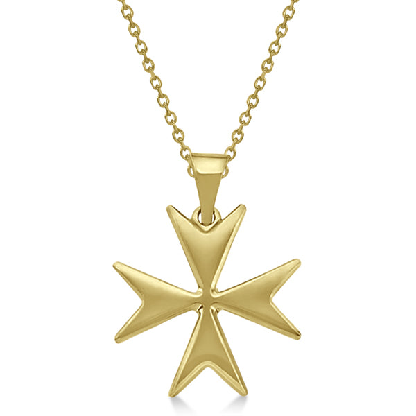 Maltese Cross Pendant for Men or Women Crafted from 14K Yellow Gold