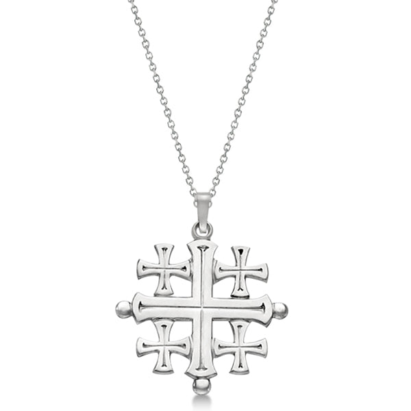 Crusaders' Jerusalem Cross Pendant for Men or Women in 14k White Gold