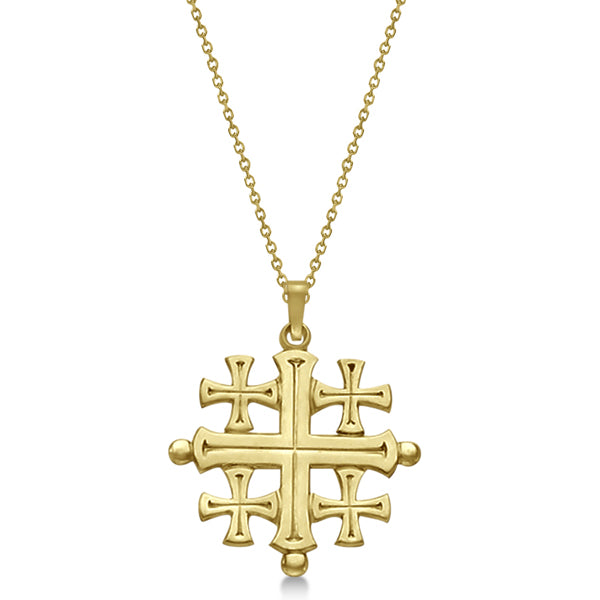 Crusaders' Jerusalem Cross Pendant for Men or Women in 14k Yellow Gold