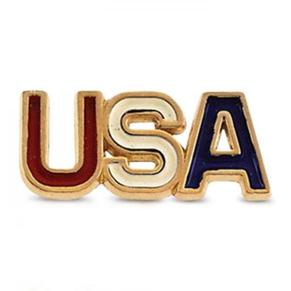 Men's Patriotic Jewelry, USA Lapel Pin w/ Enamel in 14k Yellow Gold