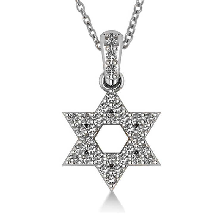 Diamond Jewish Star of David Pendant Necklace 14k White Gold (0.33ct)