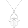 Hamsa Evil Eye Diamond Pendant Necklace 14k White Gold (0.02ct)
