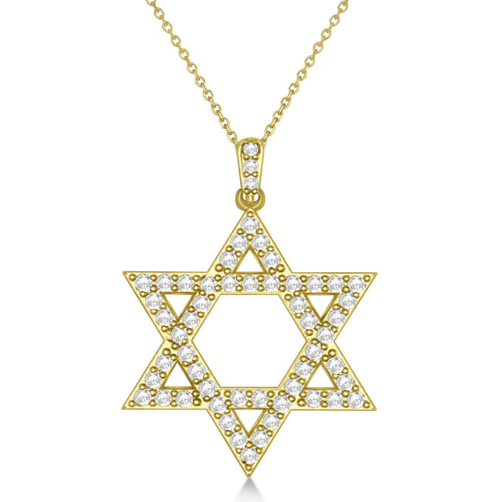 Diamond Jewish Star of David Pendant Necklace 14k Yellow Gold (1.05ct)