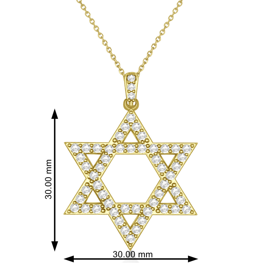Diamond Jewish Star of David Pendant Necklace 14k Yellow Gold (1.05ct)