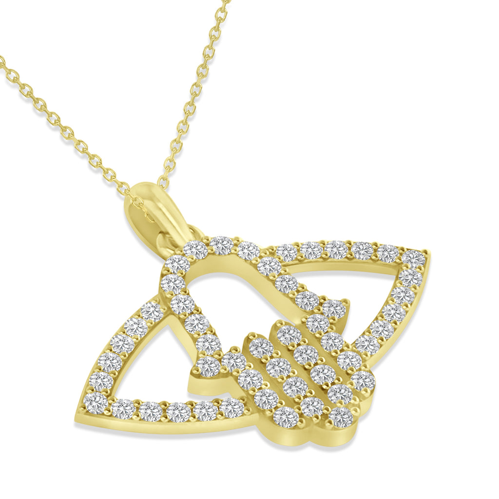 Evil Eye Hamsa Diamond Pendant Necklace 14k Yellow Gold (0.52ct)