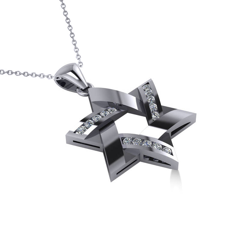 Diamond Star of David Pendant Necklace 14k White Gold (0.23ct)