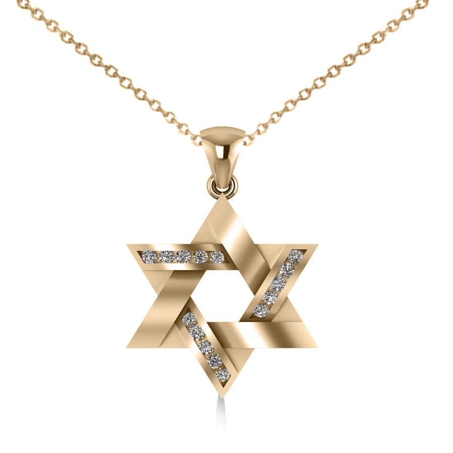 Diamond Star of David Pendant Necklace 14k Yellow Gold (0.23ct)