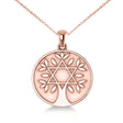 Jewish Family Tree Star of David Pendant Necklace 14k Rose Gold