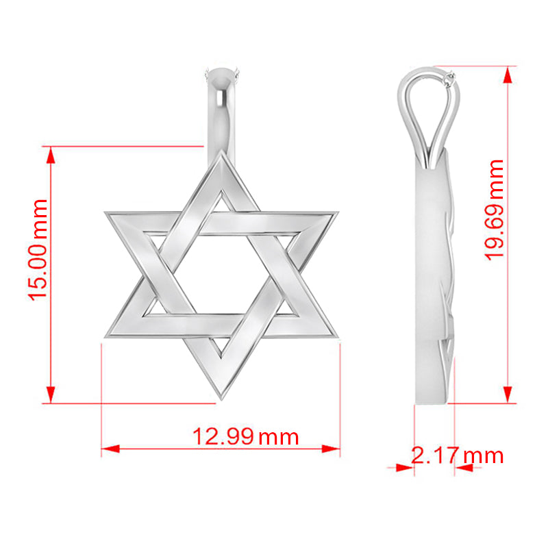 Jewish Star of David Pendant Necklace 14K White Gold
