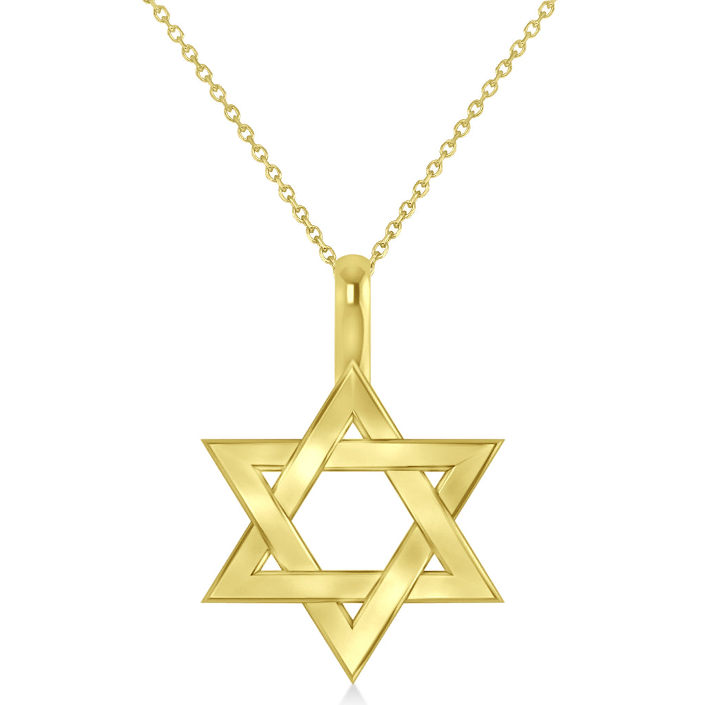 Jewish Star of David Pendant Necklace 14K Yellow Gold