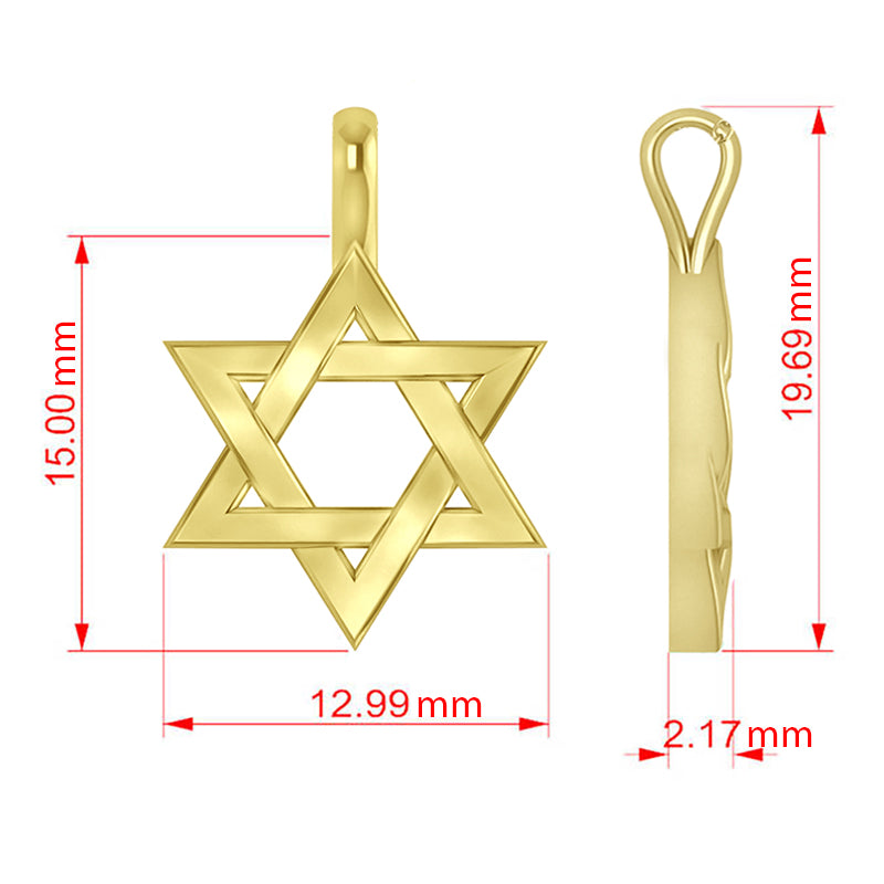 Jewish Star of David Pendant Necklace 14K Yellow Gold
