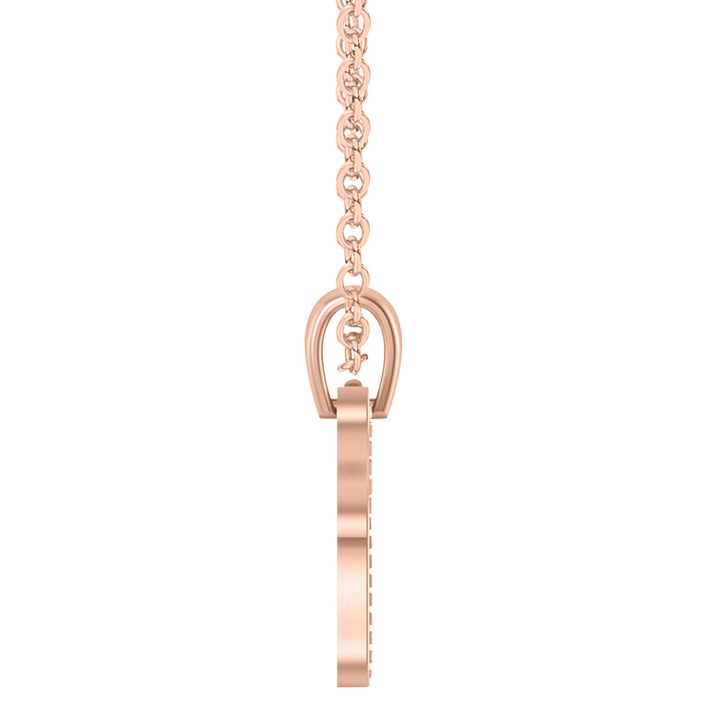 Jewish Brick Chai Pendant Necklace 14K Rose Gold