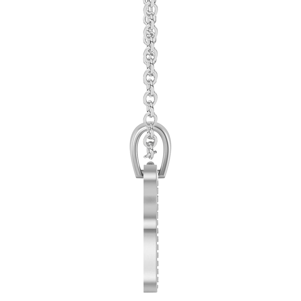 Jewish Brick Chai Pendant Necklace 14K White Gold