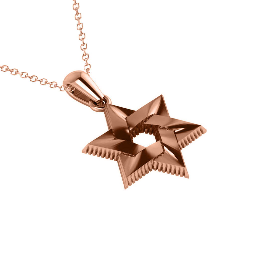 Star of David Pendant Necklace 14k Rose Gold
