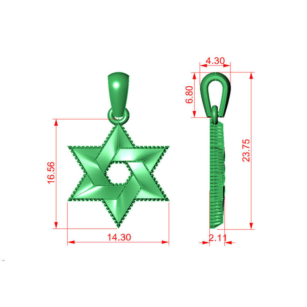 Star of David Pendant Necklace 14k Rose Gold