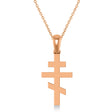 Eastern Orthodox Cross Pendant Necklace 14k Rose Gold