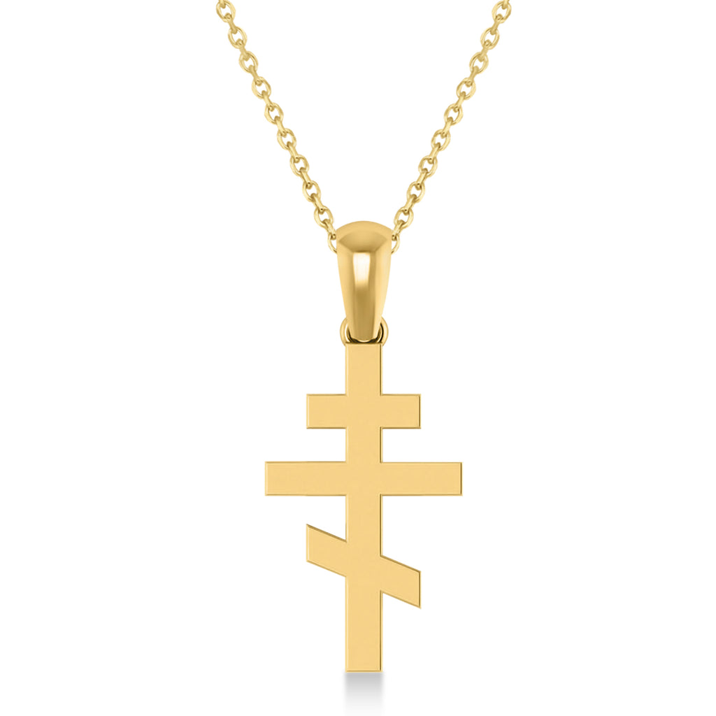 Eastern Orthodox Cross Pendant Necklace 14k Yellow Gold