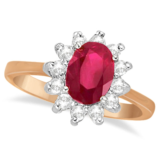 Oval Lab Ruby & Lab Diamond Accented Ring 14k Rose Gold (1.50ct)