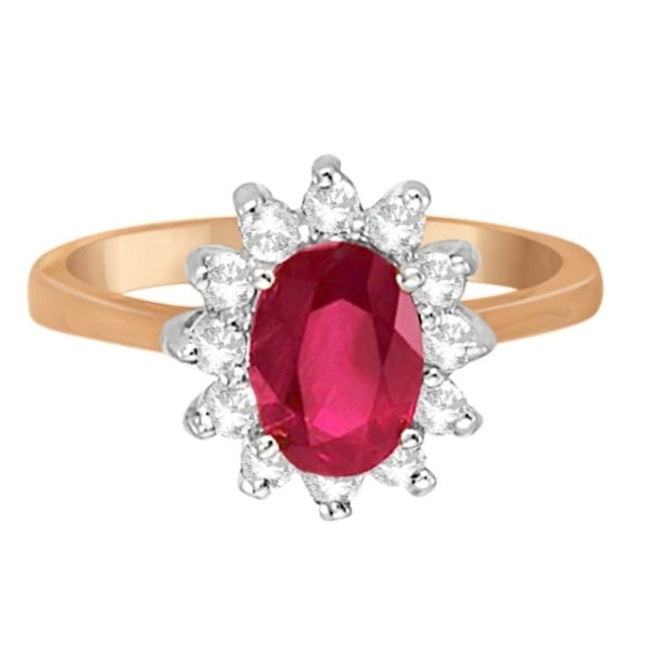 Oval Lab Ruby & Lab Diamond Accented Ring 14k Rose Gold (1.50ct)