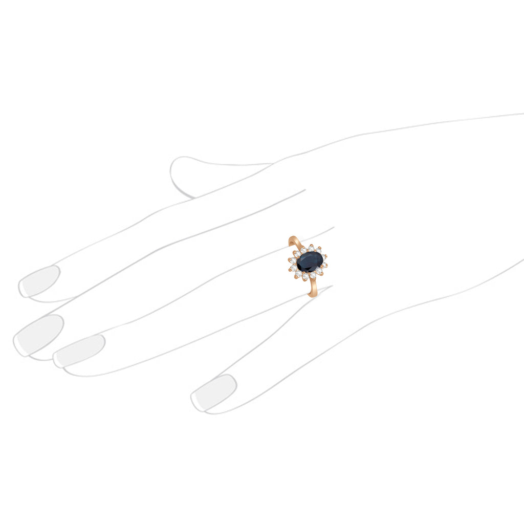 Lady Diana Blue Sapphire & Diamond Ring 14k Rose Gold (2.10 ctw)