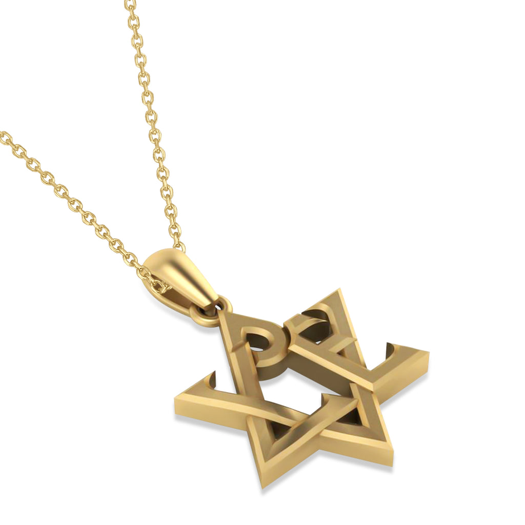 Love Jewish Star of David Pendant Necklace 14K Yellow Gold