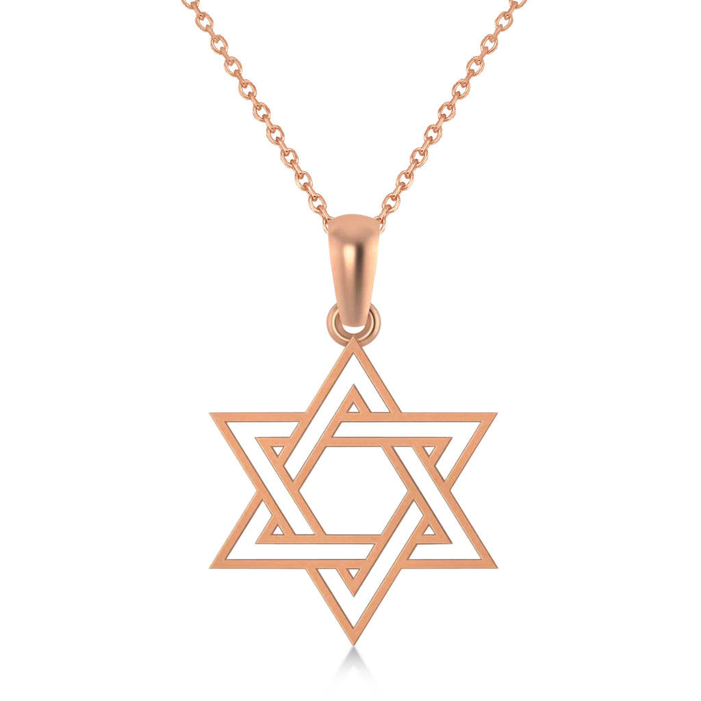 Jewish Star of David Pendant Necklace 14k Rose Gold
