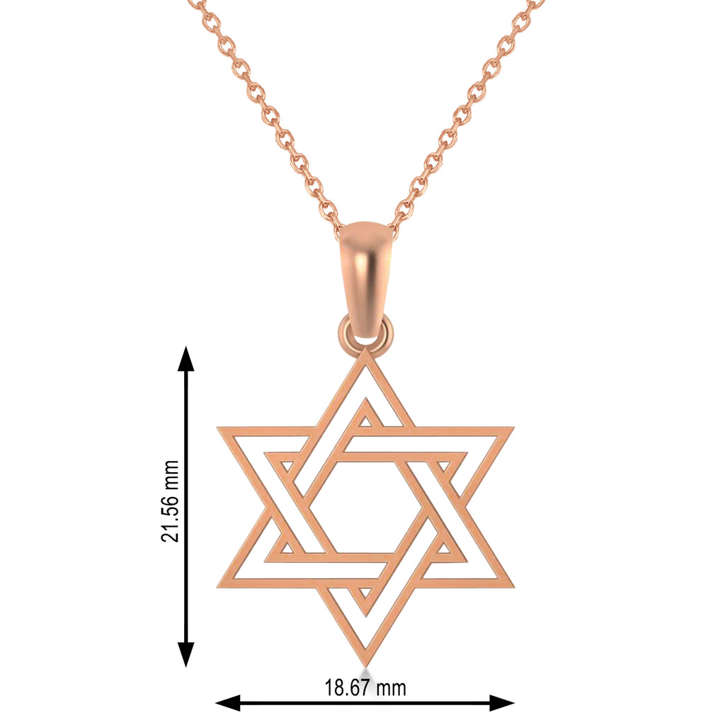 Jewish Star of David Pendant Necklace 14k Rose Gold