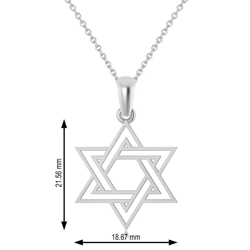 Jewish Star of David Pendant Necklace 14k White Gold