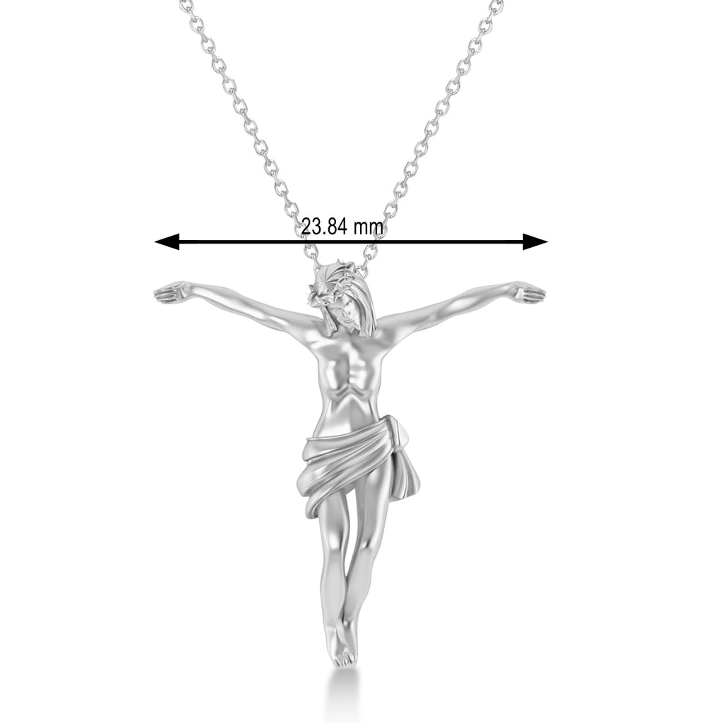 Crucified Jesus Christ Pendant Necklace 14k White Gold
