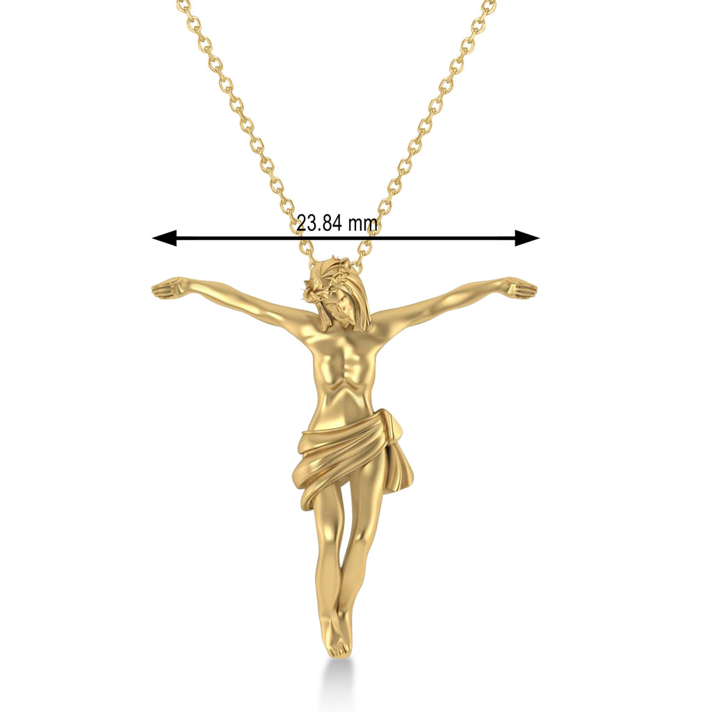 Crucified Jesus Christ Pendant Necklace 14k Yellow Gold
