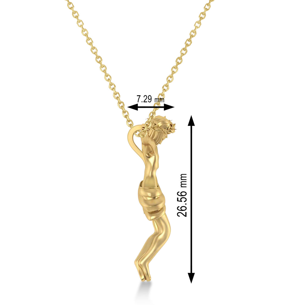 Crucified Jesus Christ Pendant Necklace 14k Yellow Gold
