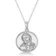 Jesus Christ Medal Pendant Necklace 14k White Gold