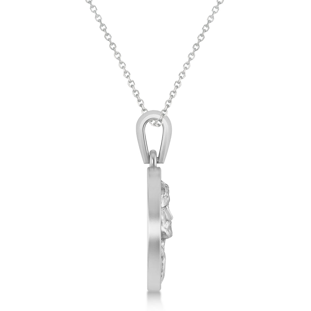 Jesus Christ Medal Pendant Necklace 14k White Gold