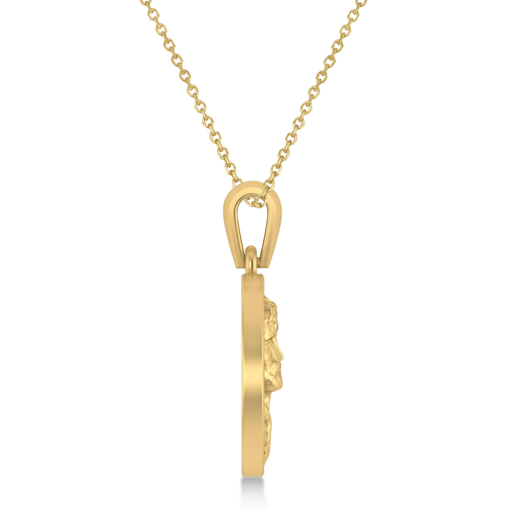 Jesus Christ Medal Pendant Necklace 14k Yellow Gold