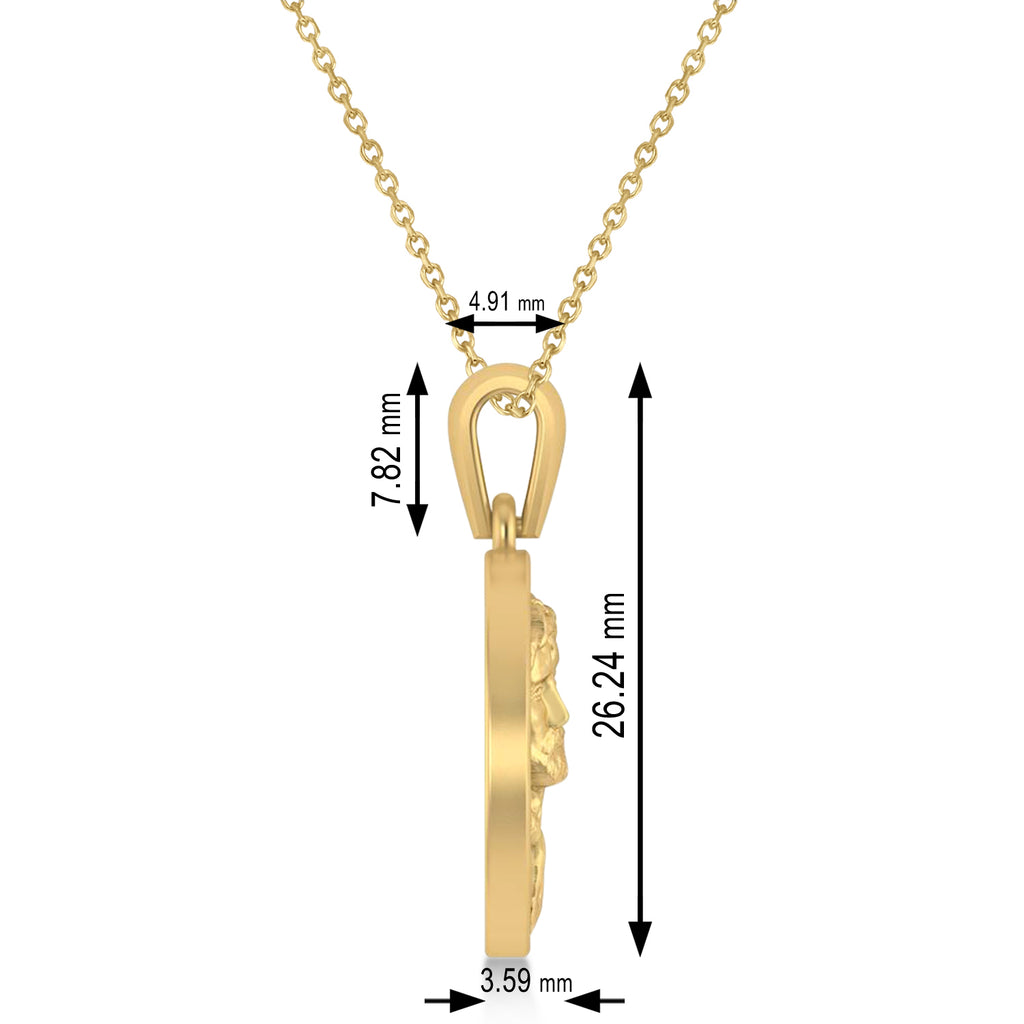 Jesus Christ Medal Pendant Necklace 14k Yellow Gold