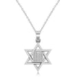 Jewish Star of David with Torah Pendant Necklace 14K White Gold