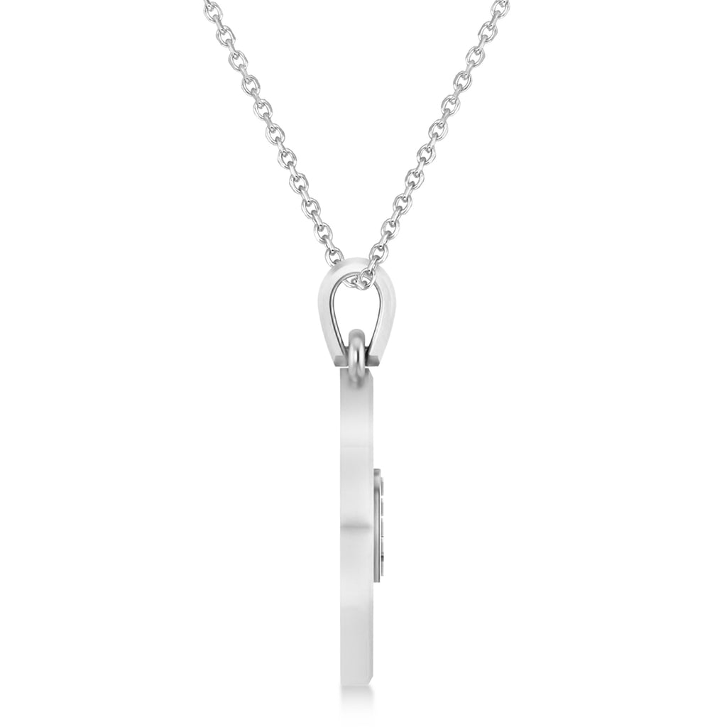 Jewish Star of David with Torah Pendant Necklace 14K White Gold