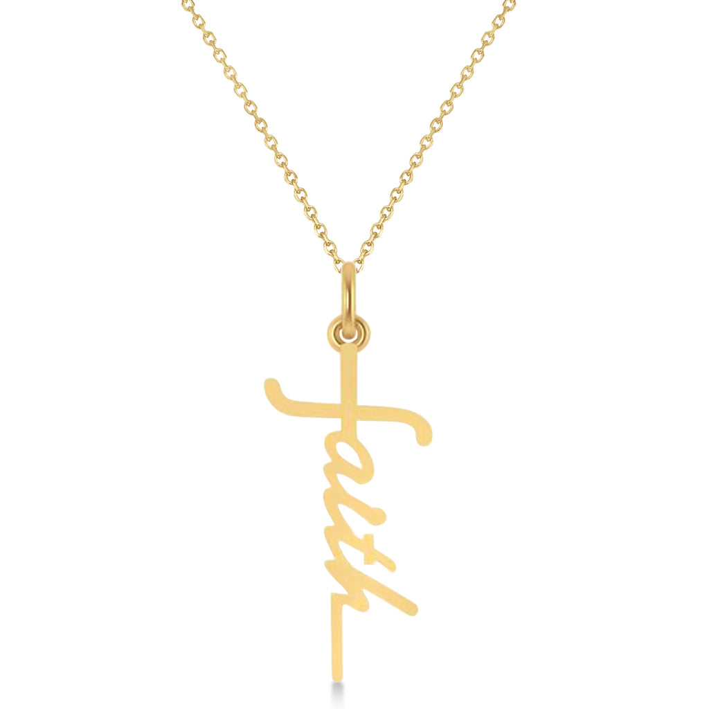 Ladies Novelty Faith Cross Charm in 14k Yellow Gold