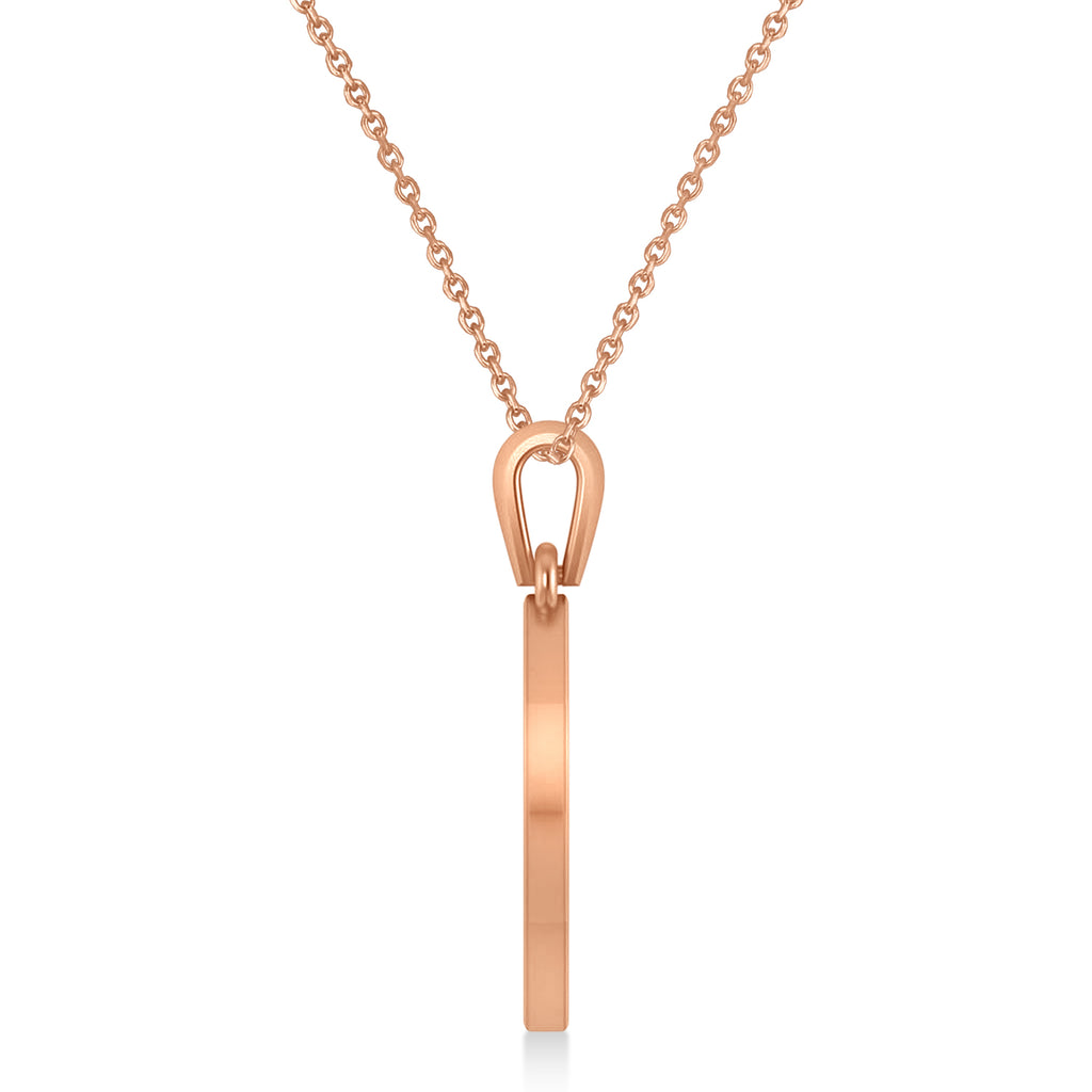 Jewish Star of David & Heart Pendant Necklace 14K Rose Gold