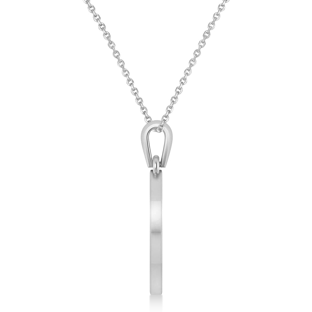 Jewish Star of David & Heart Pendant Necklace 14K White Gold