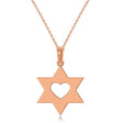 Star of David with Heart Pendant Necklace 14K Rose Gold