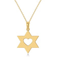 Star of David with Heart Pendant Necklace 14K Yellow Gold