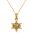 Jewish Star of David with Chai Pendant Necklace 14K Yellow Gold