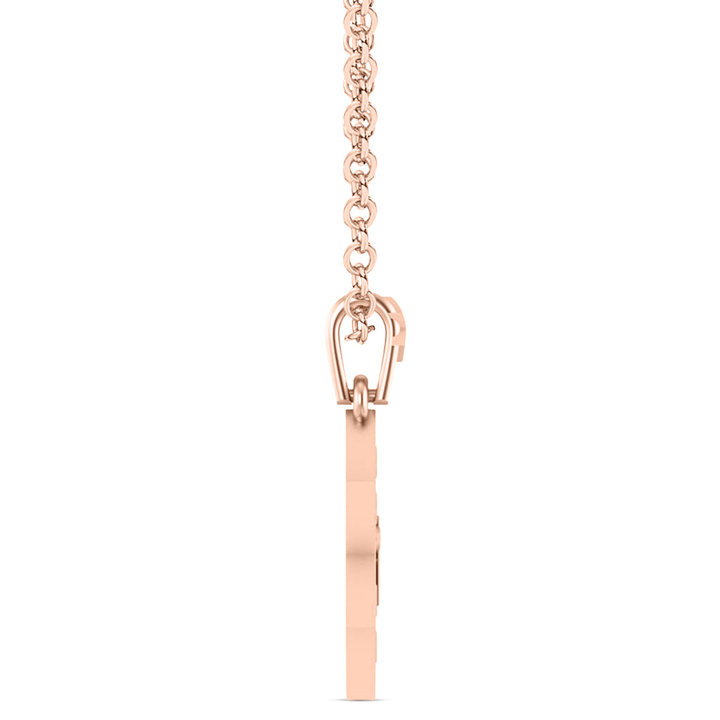 Jewish Star of David with Chai Pendant Necklace 14K Rose Gold