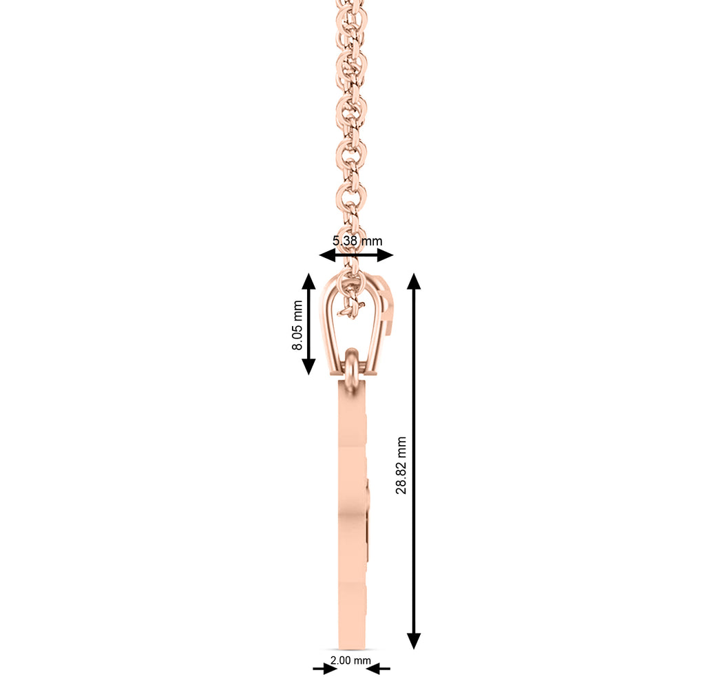 Jewish Star of David with Chai Pendant Necklace 14K Rose Gold