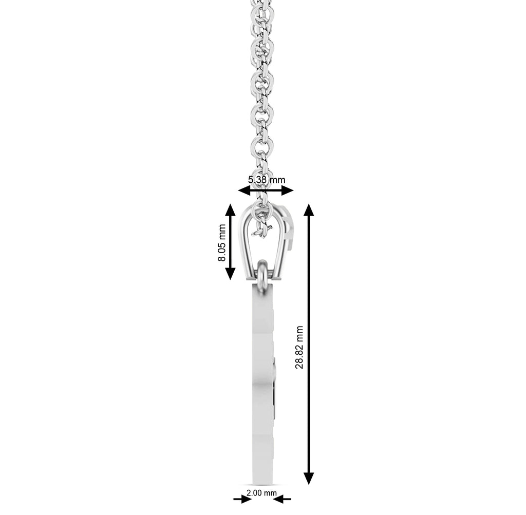 Jewish Star of David with Chai Pendant Necklace 14K White Gold